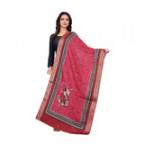 Red chanderi silk printed dupatta for casual wear, machine washable