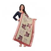 Beige chanderi silk printed dupatta, machine washable for casual occasions