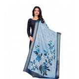 Blue chanderi silk printed dupatta for casual wear, machine washable