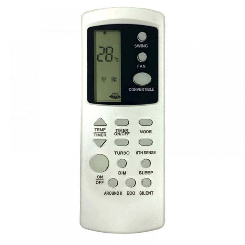 White infrared remote compatible with Whirlpool AC Remote Control No. 210B (No Backlight), long-range of up to 30 feet for convenient device operation from sofa, divan, or bed