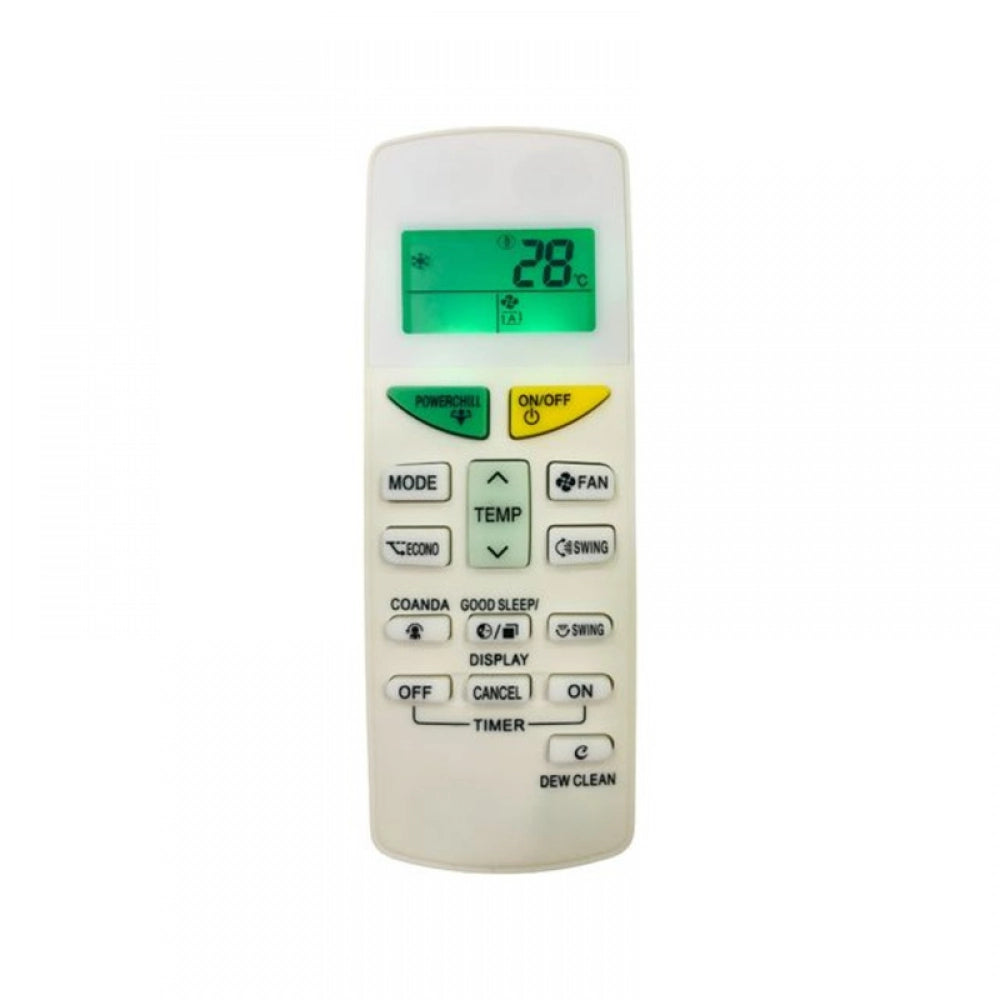 White infrared remote No. 132L (with Backlight), compatible for Daikin AC, lightweight and ergonomic design, long range up to 30 feet