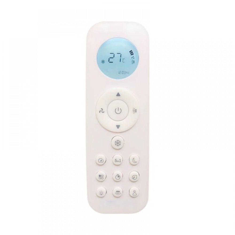 White infrared remote compatible with Bluestar AC Remote No. 301 (with backlight), offers long-range control for devices from any room corner, ergonomic design and lightweight for easy grip
