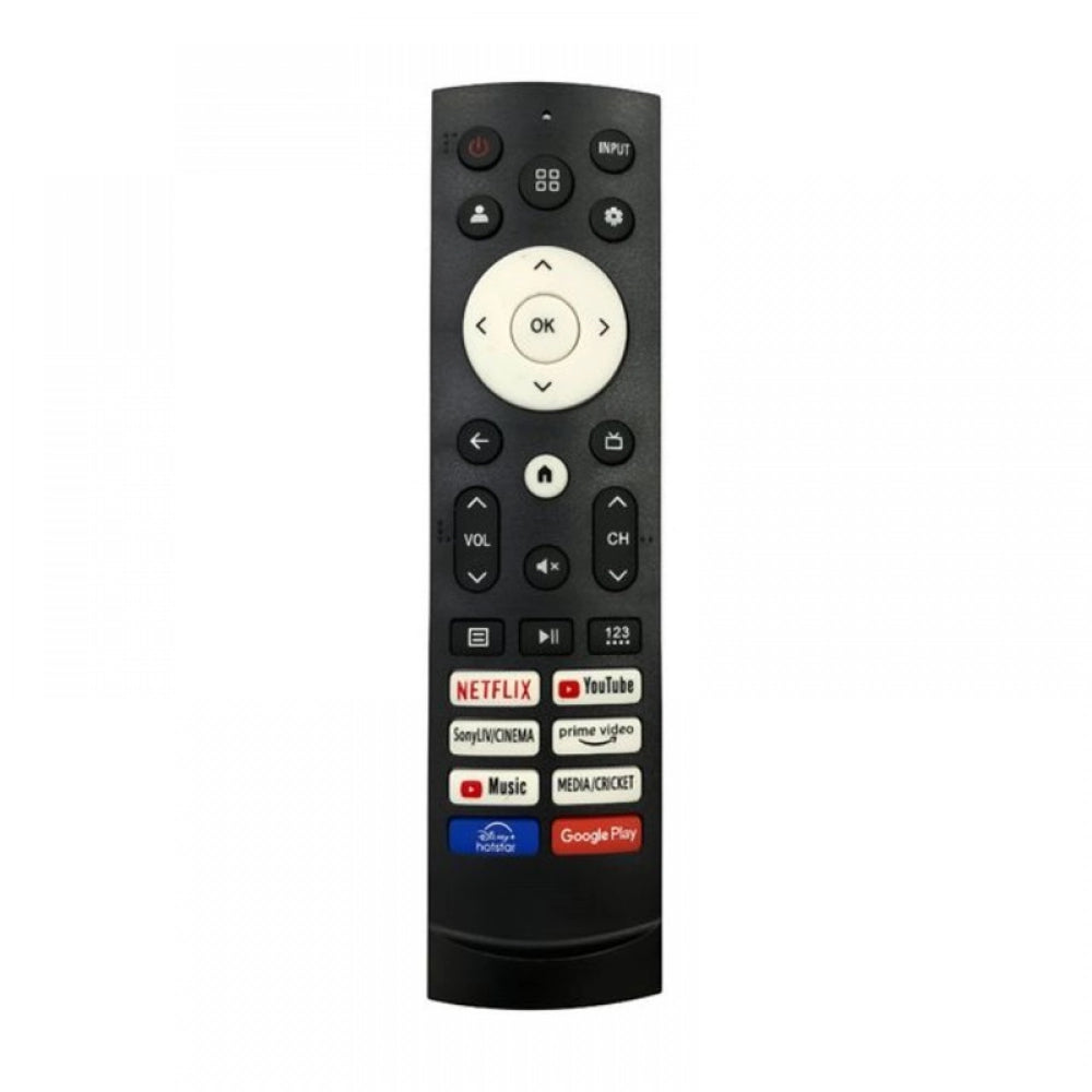 Black infrared remote compatible with Hisense Smart TV LCD/LED, long-range for easy device operation from sofa or bed