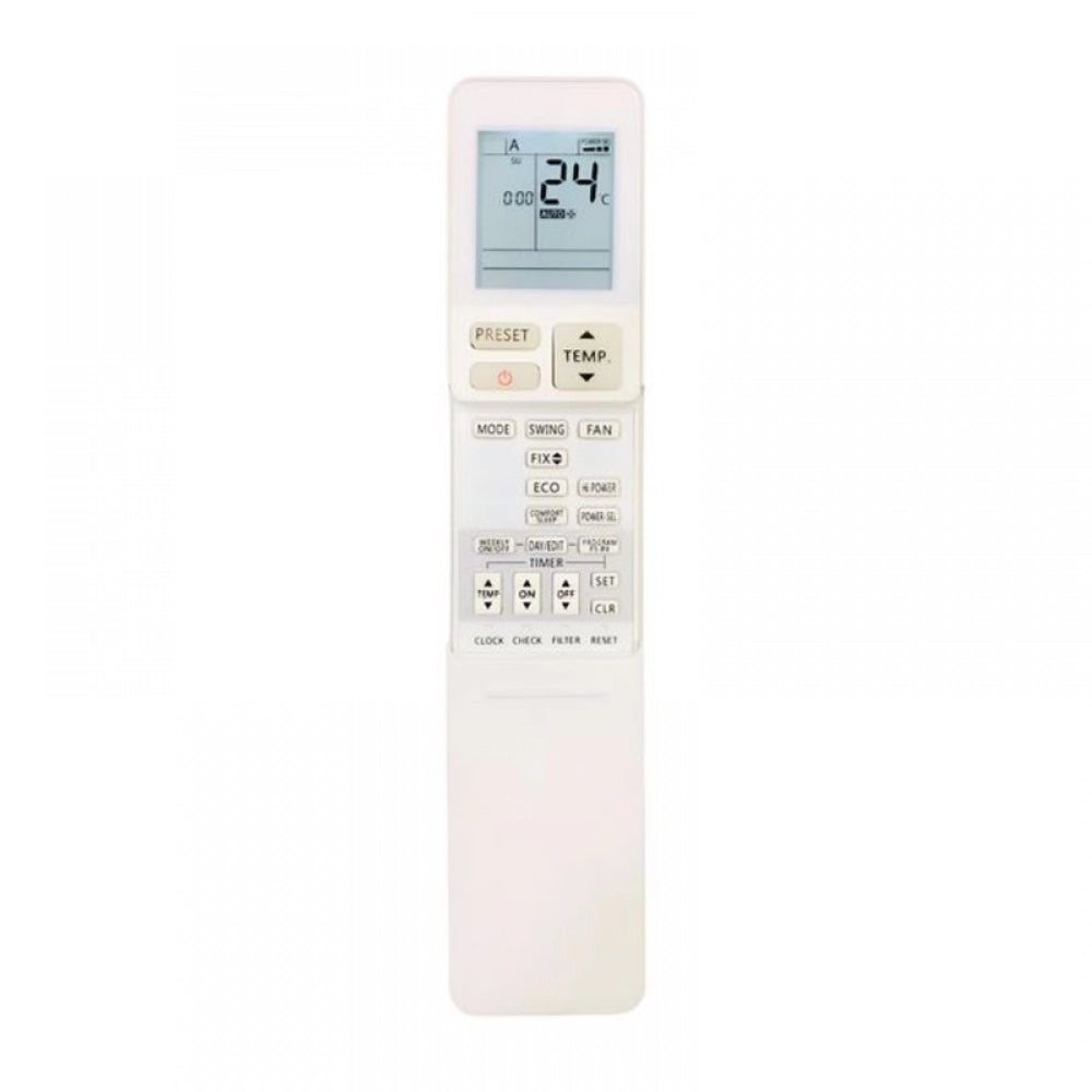 White infrared remote compatible with Toshiba AC (No. 177A), ergonomic design for comfortable use from any room corner, zinc carbon battery