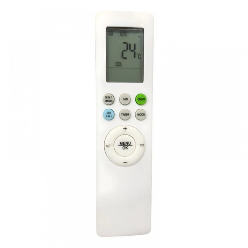 White infrared remote compatible with Onida AC Remote No. 260A, long-range ergonomic design for comfortable use from any room corner