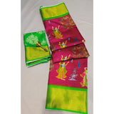 Pink Digital Dolla silk printed saree with unstitched blouse, 5.5Mtr - vibrant ethnic wear for women
