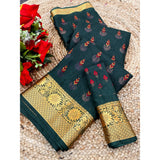 Green Digital Dolla silk printed saree with unstitched blouse, 5.5Mtr length