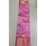 Pink digital dolla silk printed saree with unstitched blouse, 5.5Mtr, women's traditional Indian wear