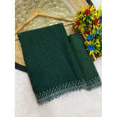 Green Georgette stone-work saree with unstitched blouse (5.5Mtr) on model