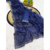 Blue georgette stone-work saree with unstitched blouse (5.5mtr) - women's fashion accessory