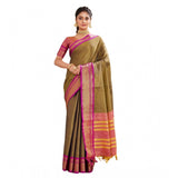 Green silk blended jacquard woven saree with unstitched blouse (5.5mtr)