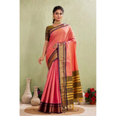 Pink silk blended jacquard woven saree with unstitched blouse (5.5mtr)