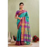 Light blue silk blended jacquard woven saree with unstitched blouse (5.5mtr)