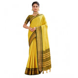 Yellow silk blended jacquard woven saree with unstitched blouse (5.5mtr), traditional Indian women's fashion accessory