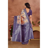 Orange Banarasi silk jacquard woven saree with unstitched blouse (5.5mtr)