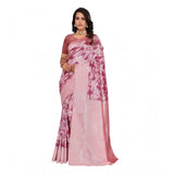 Pink Banarasi silk jacquard woven saree with unstitched blouse (5.5mtr)