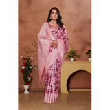 Pink Banarasi silk jacquard woven saree with unstitched blouse (5.5mtr) - traditional Indian fashion accessory for women