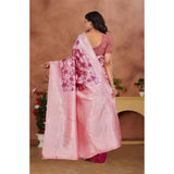 Pink Banarasi Silk Jaquard woven saree with unstitched blouse (5.5Mtr)