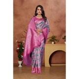 Pink Banarasi Silk Jaquard Woven Saree with Unstitched Blouse (5.5mtr) - luxury Indian women's traditional attire on display