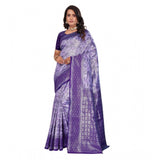 Purple Banarasi silk jacquard woven saree with unstitched blouse (5.5mtr)