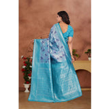 Light Blue Banarasi Silk Jacquard Woven Saree with unstitched blouse, 5.5Mtr for women's fashion