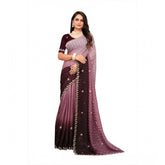 Beige chiffon embroidered saree with unstitched blouse (5.5mtr) - elegant, intricate design for traditional Indian wear