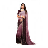 Beige chiffon embroidered saree with unstitched blouse (5.5mtr) - elegant, intricate design for traditional Indian wear