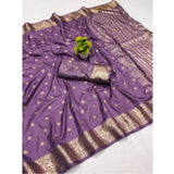 Purple jacquard silk saree with unstitched blouse (5.5mtr), intricate jacquard woven design