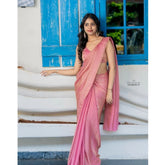 Pink silk embroidered saree with unstitched blouse (5.5Mtr), intricate embellishments, traditional Indian wear