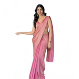 Pink silk embroidered saree with unstitched blouse (5.5mtr), elegant Indian women's attire
