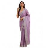 Purple silk embroidered saree with unstitched blouse (5.5Mtr), elegant Indian women's wear