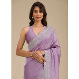 Purple silk embroidered saree with unstitched blouse (5.5mtr), vibrant embellishments on traditional Indian wear