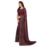 Women's Georgette Printed Saree With Unstitched Blouse 5.5Mtr (Maroon)