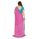 Women's Georgette Printed Saree With Unstitched Blouse 5.5Mtr (Pink)
