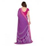 Purple georgette printed saree with unstitched blouse (5.5mtr), vibrant traditional Indian wear