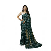 Green Georgette printed saree with unstitched blouse, vibrant Indian fashion accessory