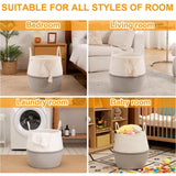 Cotton Matka With Handle 14x12 Inch Storage Basket For Clothes (Gray White)