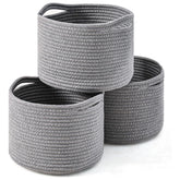 Cotton 9x7 Inch Pack of 3 Storage Basket For Clothes (Gray)