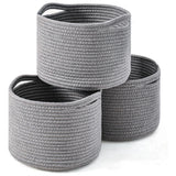 Cotton 9x7 Inch Pack of 3 Storage Basket For Clothes (Gray)