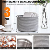 Cotton 9x7 Inch Pack of 3 Storage Basket For Clothes (Gray)