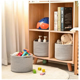 Cotton 9x7 Inch Pack of 3 Storage Basket For Clothes (Gray)