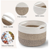 Kidi White cotton storage baskets (3pcs, 9x7 inches) for organizing kids' toys or clothes