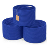 Cotton 9x7 Inch Pack of 3 Storage Basket For Clothes (Royal Blue)