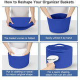 Cotton 9x7 Inch Pack of 3 Storage Basket For Clothes (Royal Blue)