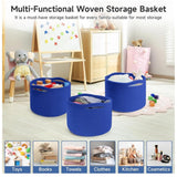 Cotton 9x7 Inch Pack of 3 Storage Basket For Clothes (Royal Blue)