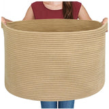 Cotton 14x12 Inch Pack of 1 Storage Basket For Clothes (Beige)