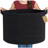 Cotton 14x12 Inch Pack of 1 Storage Basket For Clothes (Black)