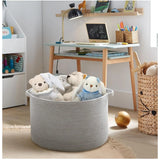 Cotton 14x12 Inch Pack of 1 Storage Basket For Clothes (Gray)