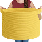 Cotton 14x12 Inch Pack of 1 Storage Basket For Clothes (Yellow)