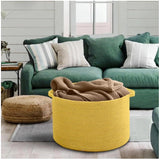 Cotton 14x12 Inch Pack of 1 Storage Basket For Clothes (Yellow)